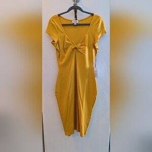 Unique Vintage 1950s Mustard Sweetheart Dianne Wiggle Dress Sz M